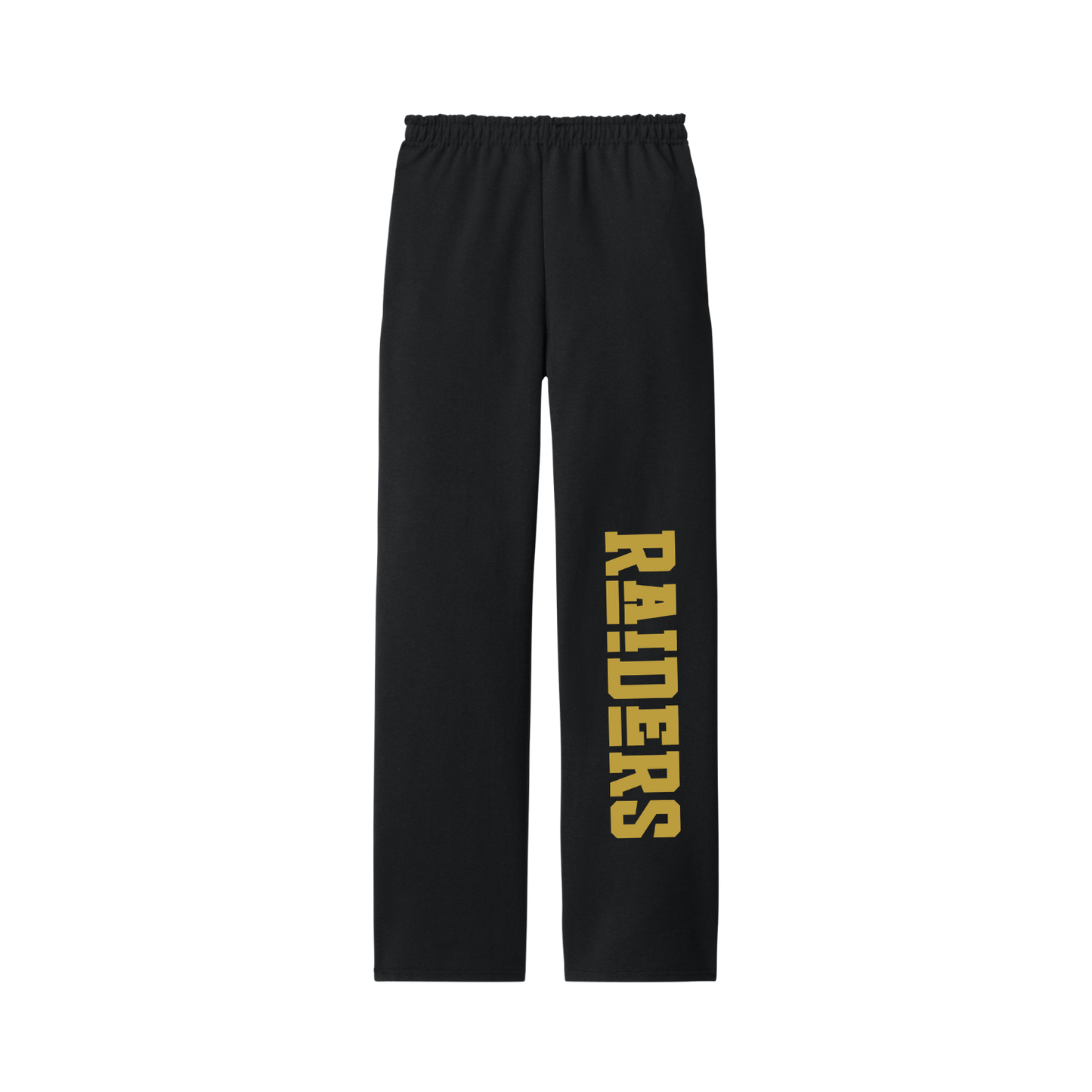 Black Open Bottom Pant with Pockets Gold Raiders Logo