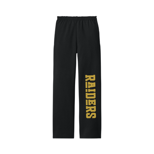 Black Open Bottom Pant with Pockets Gold Raiders Logo